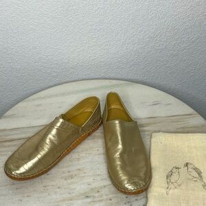 BEEK loafers gold women’s slip on sz 8 hand made